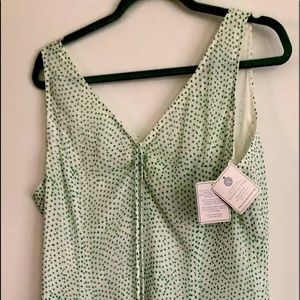 Doncaster sheer green polka dot dress